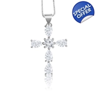 Water Droplet Cross Necklace with..