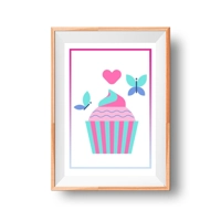 Bright Cup Cake Instant Wall Art ..