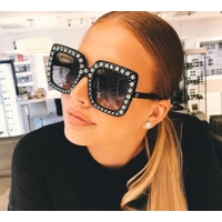 Large Retro Diamantè Sunglasses