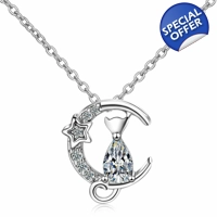 Moon and Stars Cat 925 Sterling S..