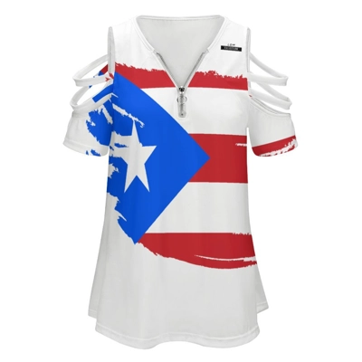 Zip off shoulder top