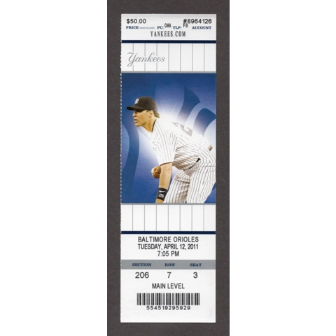 Vladimir Guerrero HR-445 - 2011-07-30 G2 New York Yankees vs Baltimore Orioles Full Season Ticket - Mark Teixeira