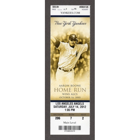 Mike Trout STOLEN BASE 30 Youngest EVER 30/30 Club - 2012-07-14 New York Yankees vs Los Angeles Angels Full Season Ticket - Aaron Boone