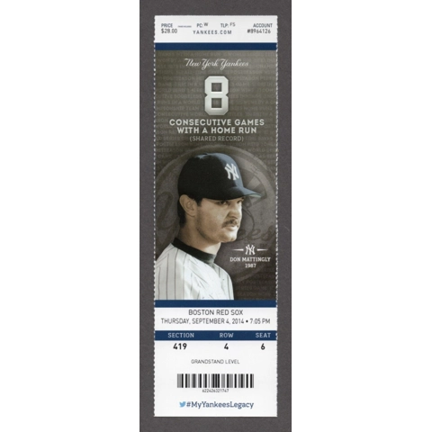 David Ortiz 2-HR 462-463 - 2014-09-04 New York Yankees vs Boston Red Sox Full Season Ticket - Chase Headley HR 91 LAST WALKOFF - Don Mattingly