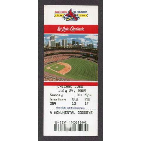 Jim Edmonds HR 319 - 2005-07-24 St. Louis Cardinals vs Chicago Cubs Full Box Office Ticket - Busch Stadium Final Season