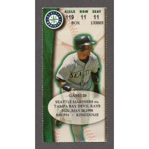 Ken Griffey Jr HR 312 Seattle Mariners vs Tampa Bay Rays 1998-05-24 Full Season Ticket Alex Rodriguez 500th HIT Randy Johnson GEM 15-K Joey Cora