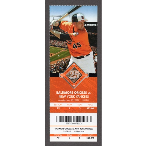 Aaron Judge HR 21 ALL RISE 2017-05-29 Baltimore Orioles vs New York Yankees Full Season Ticket Mark Trumbo 2 HITs