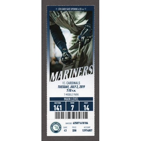 Austin Adams 1st WIN - 2019-07-02 Seattle Mariners vs St. Louis Cardinals Full Season Ticket - Tim Beckham HR 61 - Austin Nola 1st 2B