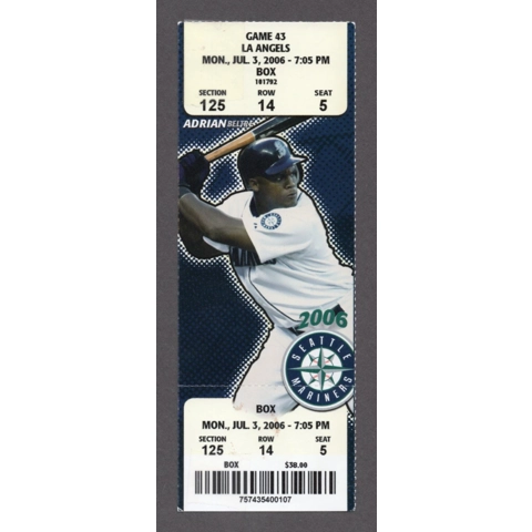 Shin-Soo Choo 1st DOUBLE 2006-07-03 Seattle Mariners vs Los Angeles Angels Full Season Ticket - Kendrys Morales HR 5 - Adrian Beltre 1124th HIT