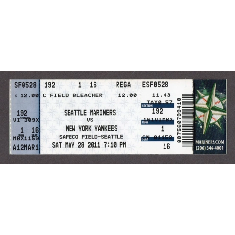 Derek Jeter Stolen Base 327 Breaks Rickey Henderson Yankees Franchise Record 2011-05-28 Seattle Mariners vs New York Yankees Full Box Office TIcket