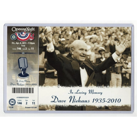 Opening Night 2011-04-08 Seattle Mariners vs Cleveland Indians Full Season Ticket Dave Niehaus Tribute 6x9"