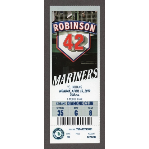 Jackie Robinson Day 2019-04-15 Seattle Mariners vs Cleveland Indians Full DIAMOND CLUB Season Ticket Edwin Encarnacion HR 385 Jose Ramirez HR 88