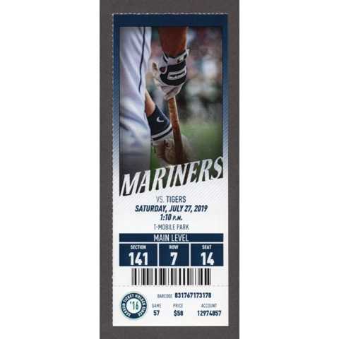 Ryan Court 1st START HIT RBI 2B 2019-07-27 Seattle Mariners vs Detroit Tigers Full Season Ticket Austin Nola 1st TRIPLE Marco Gonzales WIN 30