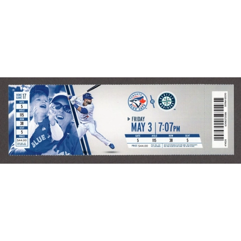 Jose Bautista 1000th GAME 2013-05-03 Toronto Blue Jays vs Seattle Mariners Full Season Ticket Felix Hernandez WIN 102 GEM Combined SHUTOUT Seager HR