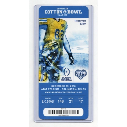 2018-12-29 COTTON BOWL Classic Clemson Tigers vs Notre Dame Fighting Irish Full Unused College Football Ticket CLEMSON NATIONAL CHAMPIONS