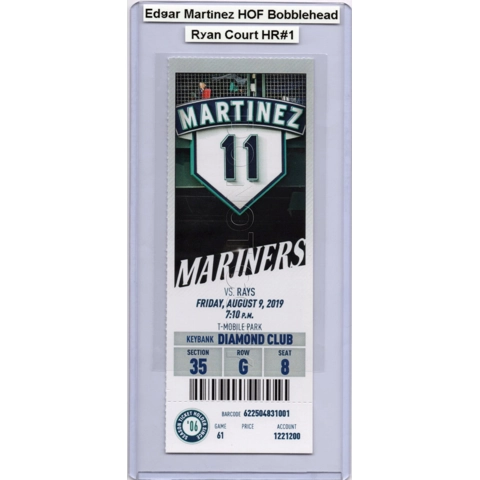 2019 MARINERS vs RAYS 8/9 Full Ticket EDGAR MARTINEZ HOF BOBBLEHEAD DIAMOND CLUB