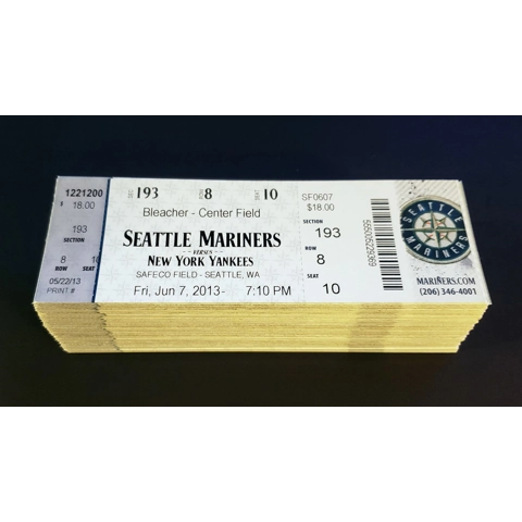 2013 Seattle Mariners Full Unused Baseball Ticket YOU PICK Various Dates Felix Hernandez Kyle Seager James Paxton 2013 Seattle Mariners Full Unused Baseball Ticket YOU PICK Various Dates Felix Hernandez Kyle Seager James Paxton