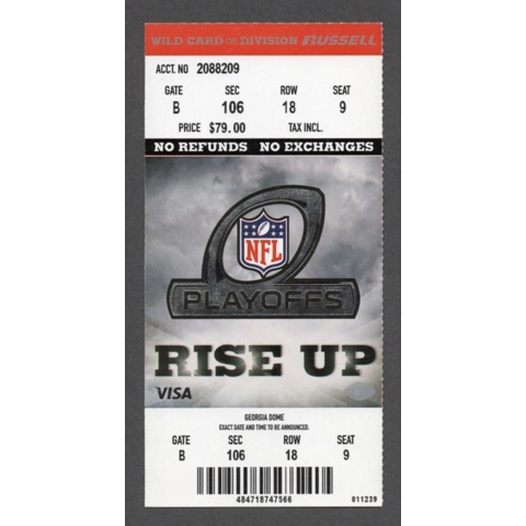 2010 NFL NFC Divisional Playoff ATLANTA FALCONS vs GREEN BAY PACKERS Football Ticket Aaron Rodgers SUPERBOWL XLV CHAMPIONS