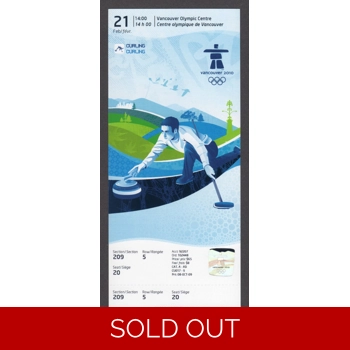 2010 Vancouver Olympics Men's Curling Ticket DRA..