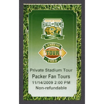 2009 Lambeau Field Tour Full Souvenir Ticket 200..