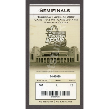 2007 FROZEN FOUR SEMIFINALS 4/5 Full Ticket TOEW..