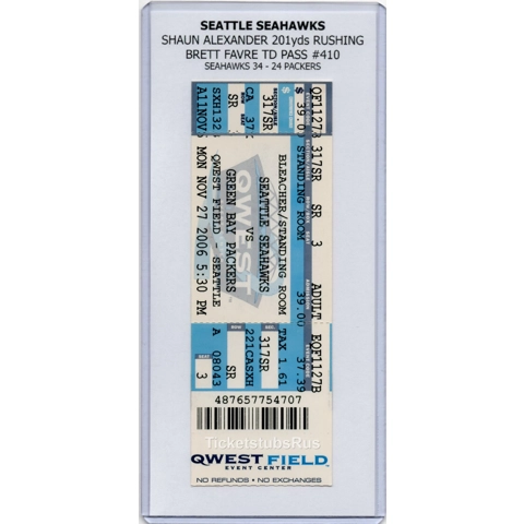 2006 NFL SEAHAWKS vs PACKERS 11/27 Full Ticket SHAUN ALEXANDER 201 Yds RUSHING