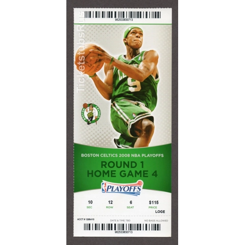 2008 NBA PLAYOFFS CELTICS vs HAWKS RD1 GM7 5/4 Full Ticket PAUL PIERCE 22pts MVP