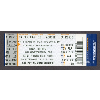 2010 KENNY CHESNEY Concert 5/15 Full Ticket JOIN..