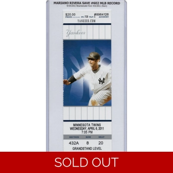 Mariano Rivera SAVE #602 MLB RECORD 2011 Yankees..