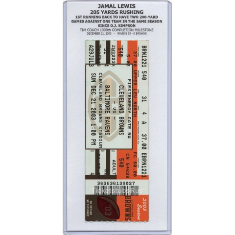 JAMAL LEWIS 205 YARDS RUSHING TIES OJ 2003 NFL RAVENS @ BROWNS 12/21 Full Ticket