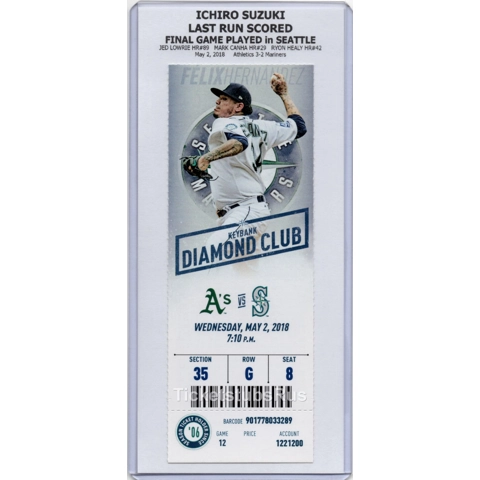 Ichiro FINAL GAME in SEATTLE & LAST RUN 2018 Mariners Athletics 5/2 CLUB Ticket