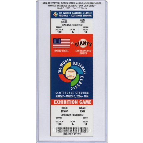 Griffey Jeter A-Rod WBC DEBUT World Baseball Classic 2006 USA GIANTS Full Ticket