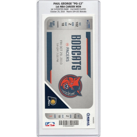 Paul George 1st NBA WIN 3P #1 ROOKIE DEBUT 2010 Pacers Bobcats 10/29 Full Ticket
