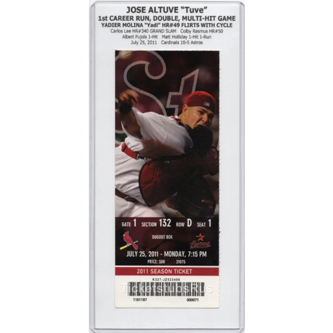 Jose Altuve 1st RUN 2B MULTI HIT 2011 Cardinals Astros 7/25 Full Ticket MOLINA