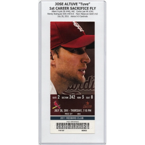 Jose Altuve 1st SACRIFICE FLY 2011 Cardinals Astros 7/28 Club Ticket WAINWRIGHT