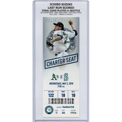 Ichiro FINAL GAME in SEATTLE & LAST RUN 2018 Mariners Athletics 5/2 Full Ticket