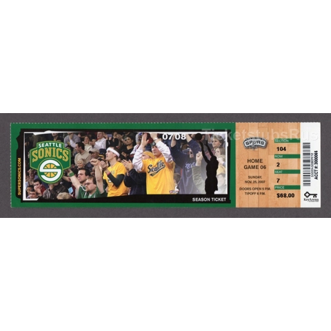Kevin Durant ROOKIE 1st GAME vs Tim Duncan 2007 Sonics Spurs 11/25 Full Ticket Kevin Durant ROOKIE 1st GAME vs Tim Duncan 2007 Sonics Spurs 11/25 Full Ticket