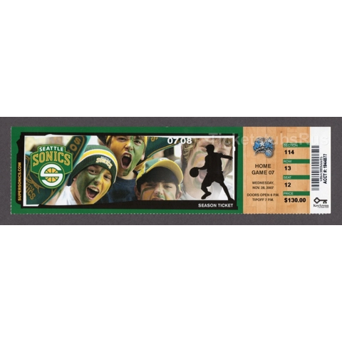 Kevin Durant ROOKIE vs Dwight Howard 39 Pts 2007 Sonics Magic 11/28 Full Ticket