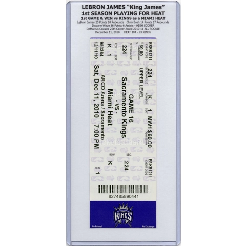 2010 LeBron James 1st GAME Miami HEAT vs Sacramento KINGS 12/11 Full Ticket RARE