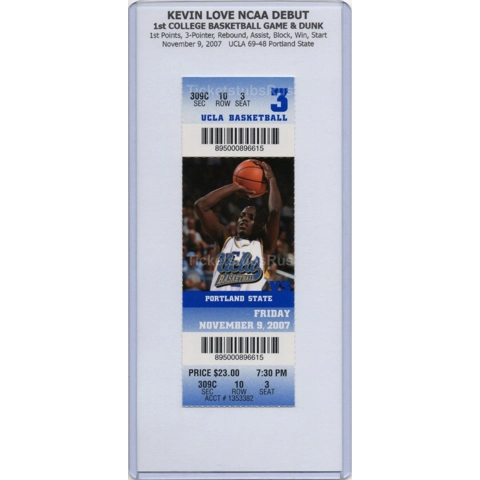 Kevin Love NCAA COLLEGE DEBUT 1st GAME & DUNK UCLA 11/9/2007 Full Ticket RARE!!!