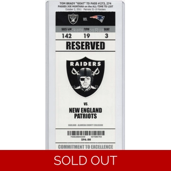 Tom Brady TD #274 GOAT PASSES JOE MONTANA 2011 R..
