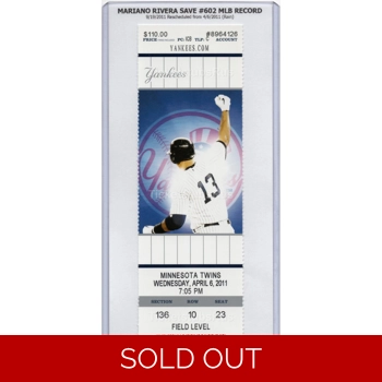 Mariano Rivera SAVE #602 MLB RECORD 2011 Yankees..