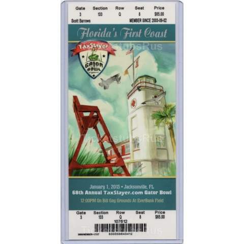 Dak Prescott 1st COLLEGE BOWL GAME 2013 TaxSlayer GATOR BOWL 1/1 Full Ticket