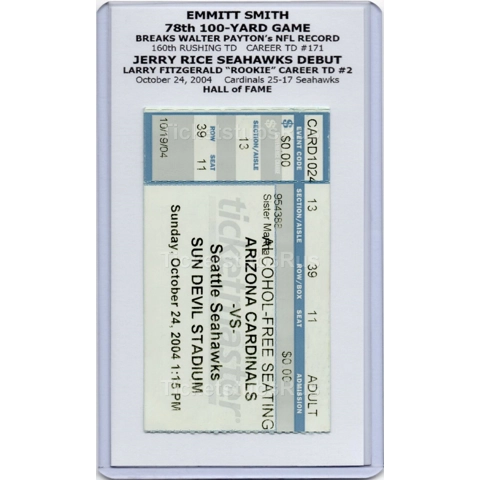 Emmitt Smith BREAKS WALTER PAYTON NFL RECORD 2004 Cardinals Seahawks Ticket Stub