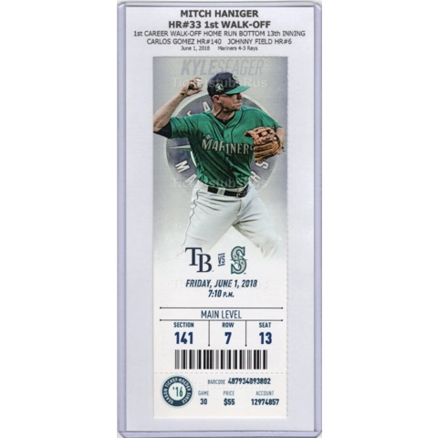 Mitch Haniger 1st WALK-OFF HOME RUN HR#33 2018 Mariners Rays 6/1 Full Ticket