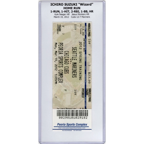 Ichiro Suzuki 1st HR SPRING TRAINING 2012 Mariners White Sox 3/19 Full Ticket