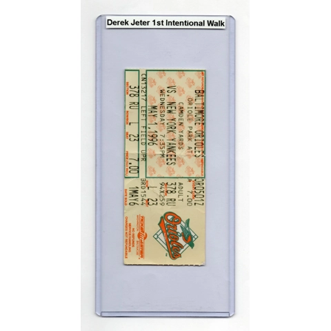 1996 Yankees @ Orioles 5/1 Ticket Stub DEREK JETER 1ST INTENTIONAL WALK IBB#1