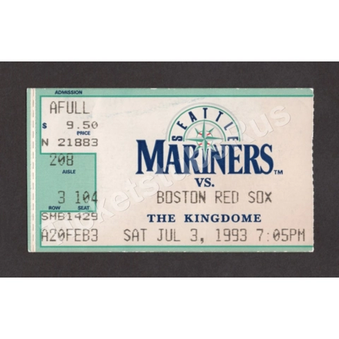 Ken Griffey Jr HR #108 Andre Dawson HR#404 Mariners Red Sox 7/3/1993 Ticket Stub