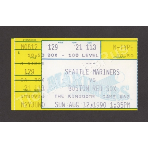 Ken Griffey Jr HR #32 THE KID 1st VERSUS RED SOX Mariners 8/12/1990 Ticket Stub