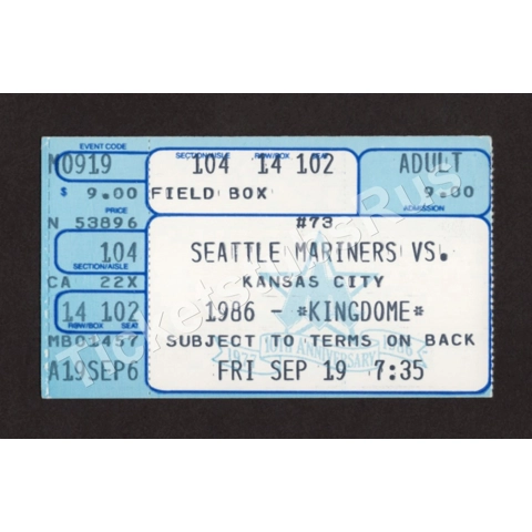 Bo Jackson KINGDOME DEBUT & 1st PINCH HIT 9/19/1986 Mariners Royals Ticket Stub